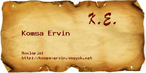 Komsa Ervin névjegykártya